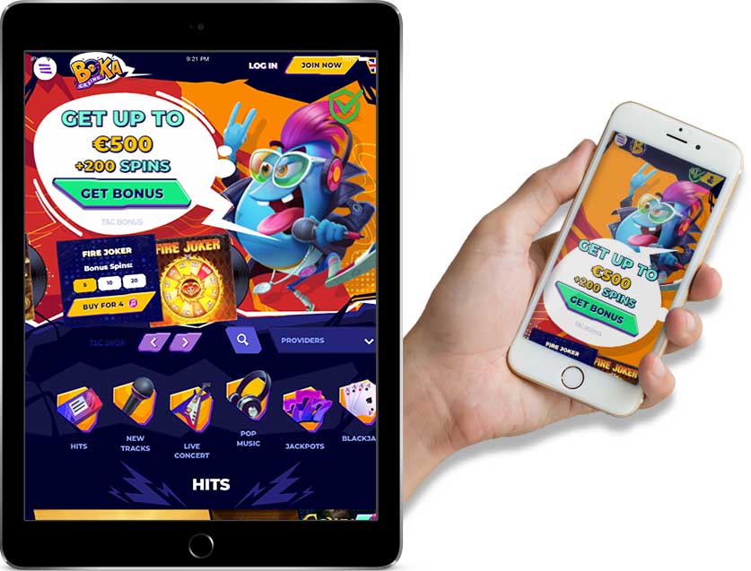 Screenshots of Boka Casino Ipad and Mobile